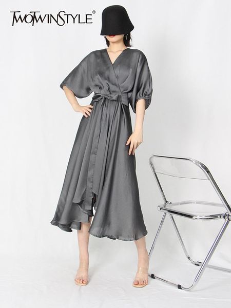 dresses twotwinstyle vintage dress for women v neck lantern sleeve high waist loose solid minimalist ruched midi dresses female clothing, Black;gray
dresses twotwinstyle vintage dress for women v neck lantern sleeve high waist loose solid minimalist ruched midi dresses female clothing, Black;gray