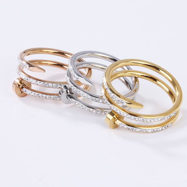 classic brand women style layered nail band rings fashion jewelry for gift, Silver
classic brand women style layered nail band rings fashion jewelry for gift, Silver
