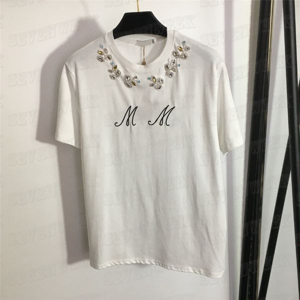 letter embroidery women t shirts luxury colorful rhinestone short sleeve tees casual loose tshirt top, White
letter embroidery women t shirts luxury colorful rhinestone short sleeve tees casual loose tshirt top, White