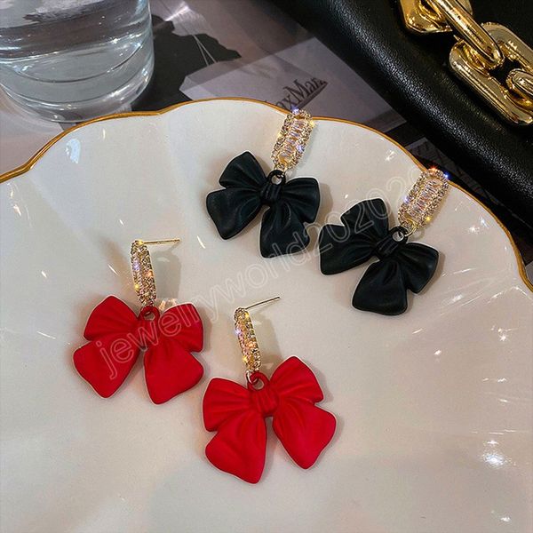 red black color bowknot dangle earrings for girl korean sweet women fashion jewelry shiny crystal zirconia trendy earings, Silver
red black color bowknot dangle earrings for girl korean sweet women fashion jewelry shiny crystal zirconia trendy earings, Silver