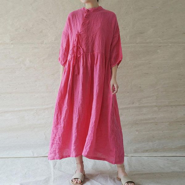 dresses johnature 2021 summer new cotton linen comfortable retro fashion dresses loose button three quarter sleeve women lace up dresses, Black;gray
dresses johnature 2021 summer new cotton linen comfortable retro fashion dresses loose button three quarter sleeve women lace up dresses, Black;gray