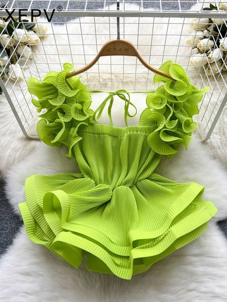 women's t-shirt xfpv women ruffle solid color high waist short chic shirt y2k temperament slim clothing sweet korea chic summer sm3638, White
women's t-shirt xfpv women ruffle solid color high waist short chic shirt y2k temperament slim clothing sweet korea chic summer sm3638, White