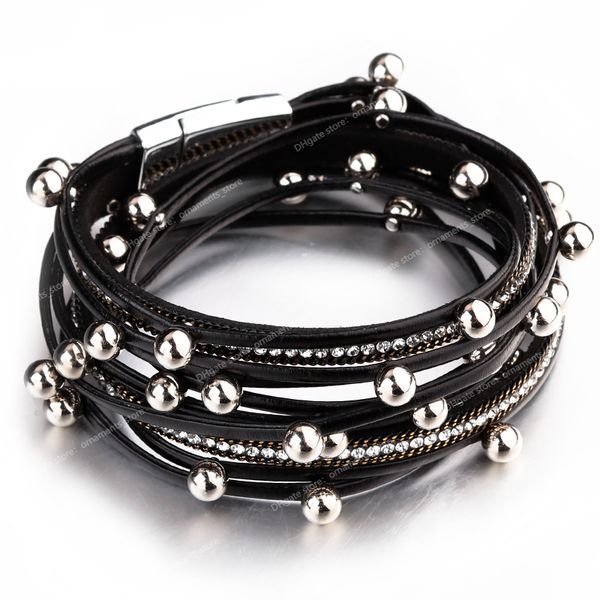 metal beads charm leather bracelets for women fashion crystal chain bohemian multilayer wrap bracelet female jewelry fashion jewelrybracelet, Black
metal beads charm leather bracelets for women fashion crystal chain bohemian multilayer wrap bracelet female jewelry fashion jewelrybracelet, Black
