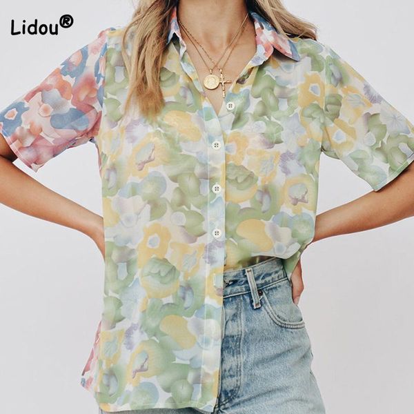shirts fashion women blouses 2022summer turndown collar printing single breasted casual chiffon short sleeve allmatch colorful shirt, White
shirts fashion women blouses 2022summer turndown collar printing single breasted casual chiffon short sleeve allmatch colorful shirt, White