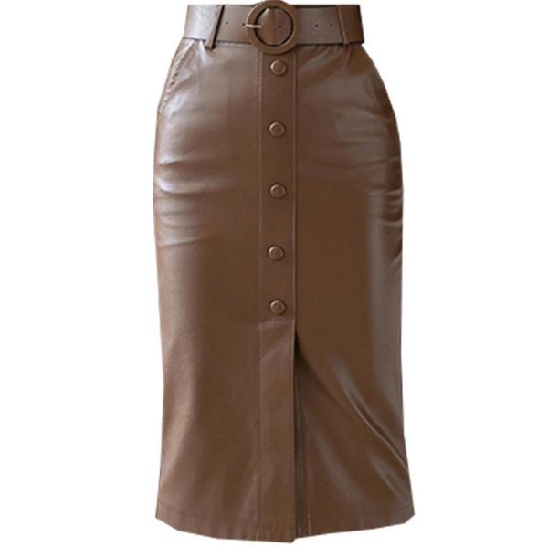 dresses elengant high waist leather penci skirt women single breasted belted split skirts, White;black
dresses elengant high waist leather penci skirt women single breasted belted split skirts, White;black