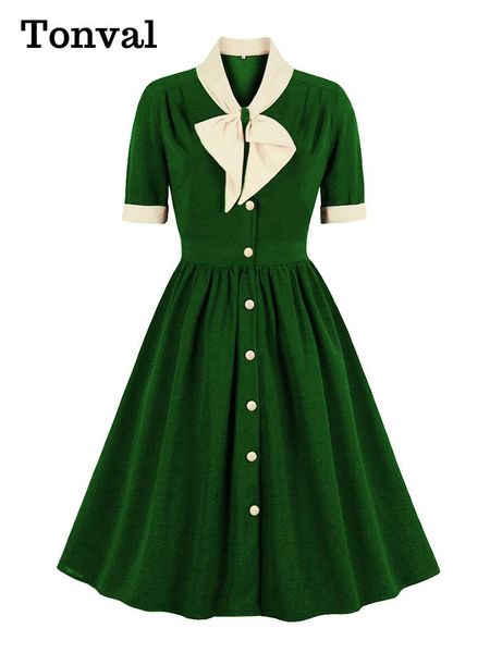 dresses tonval vintage clothes bow neck 50s robes high waist pleated swing dress 2022 summer women elegant party wear ladies dresses, Black;gray
dresses tonval vintage clothes bow neck 50s robes high waist pleated swing dress 2022 summer women elegant party wear ladies dresses, Black;gray