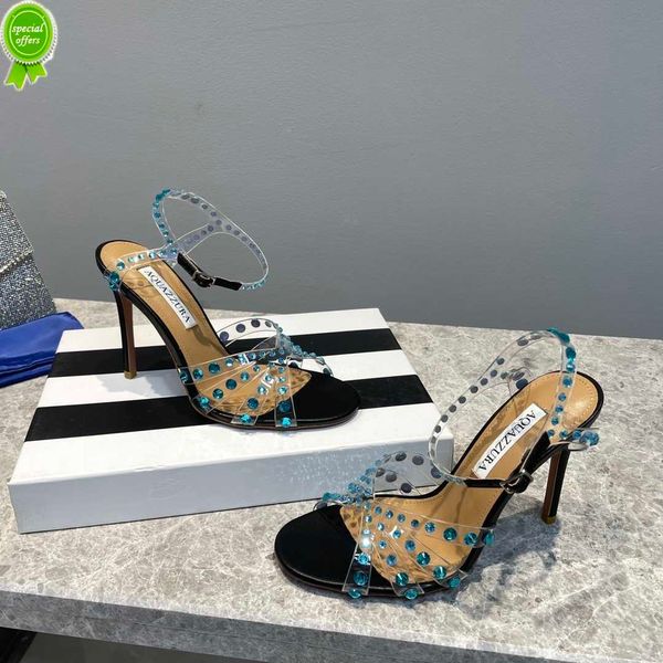 designer sandals shoes aquazzura perfect sandal high heel tequila 105 embellished pvc sandals fashion party crystal, Black
designer sandals shoes aquazzura perfect sandal high heel tequila 105 embellished pvc sandals fashion party crystal, Black
