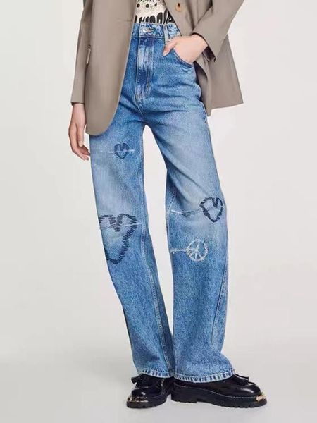 jeans sandr* women's jeans high waist straight fashion embroidery pants streetwear vintage casual female wide leg denim trouser, Blue
jeans sandr* women's jeans high waist straight fashion embroidery pants streetwear vintage casual female wide leg denim trouser, Blue