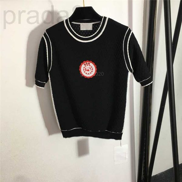 women's t-shirt designer 23 ss designer knit tee with metal letter embroidery female casual milan runway tees short sleeve crop t-shir, White
women's t-shirt designer 23 ss designer knit tee with metal letter embroidery female casual milan runway tees short sleeve crop t-shir, White