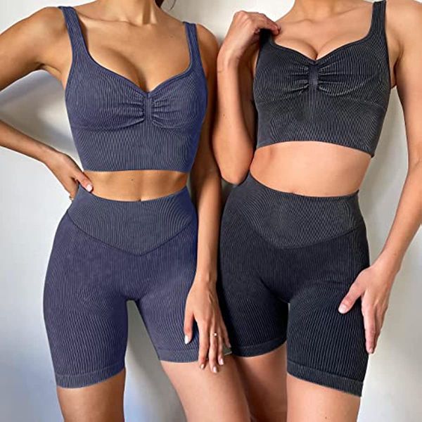seamless ribbed acid wash yoga outfits shorts and sports bra matching gym clothing set
seamless ribbed acid wash yoga outfits shorts and sports bra matching gym clothing set