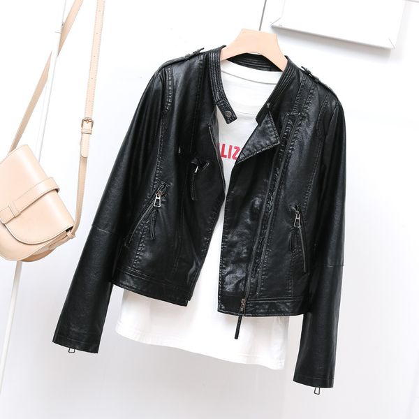 women's leather faux 2023 spring clothes standup collar pu women's motorcycle leather jacket epaulette zipper haining short coat 2, Black
women's leather faux 2023 spring clothes standup collar pu women's motorcycle leather jacket epaulette zipper haining short coat 2, Black