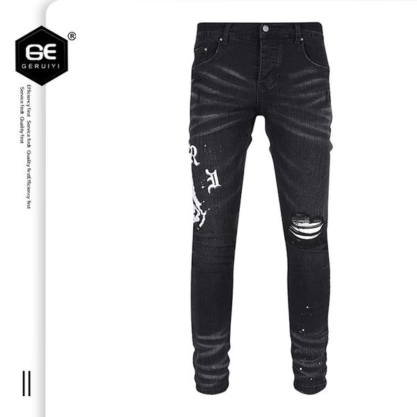 black men's jeans 2023 new american trengy men's slim pants straight casual ripped hole high street design trousers y2k streetwear, Blue
black men's jeans 2023 new american trengy men's slim pants straight casual ripped hole high street design trousers y2k streetwear, Blue