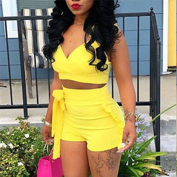 women's tracksuits hirigin 2pcs shorts set women sleeveless ruffle solid color backless crop tank strappy bow shorts casual clothes fo, Gray
women's tracksuits hirigin 2pcs shorts set women sleeveless ruffle solid color backless crop tank strappy bow shorts casual clothes fo, Gray