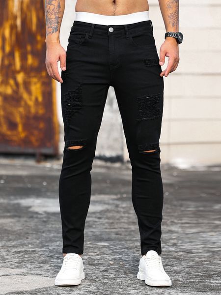 men's jeans spring mens black ripped skinny streetwear fashion slim hip hop denim trousers casual for men jogging jean homme 230418, Blue
men's jeans spring mens black ripped skinny streetwear fashion slim hip hop denim trousers casual for men jogging jean homme 230418, Blue