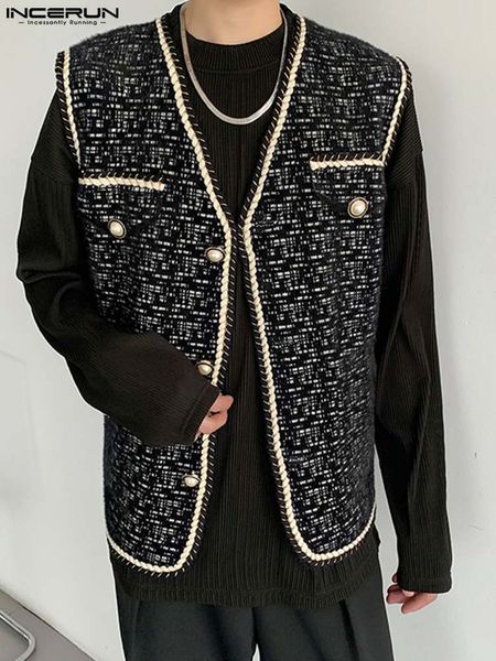 men's vests incerun fashion men v neck sleeveless patchwork button streetwear 2023 casual waistcoats elegant korean style s5xl 230418, Black;white
men's vests incerun fashion men v neck sleeveless patchwork button streetwear 2023 casual waistcoats elegant korean style s5xl 230418, Black;white