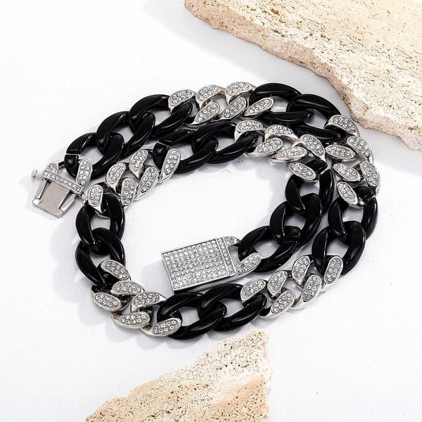 21mm cuban chain link necklace black and white silver 2 tone alloy resin mixed foam sweater chains cool exaggerated bling mens rapper hip ho
21mm cuban chain link necklace black and white silver 2 tone alloy resin mixed foam sweater chains cool exaggerated bling mens rapper hip ho