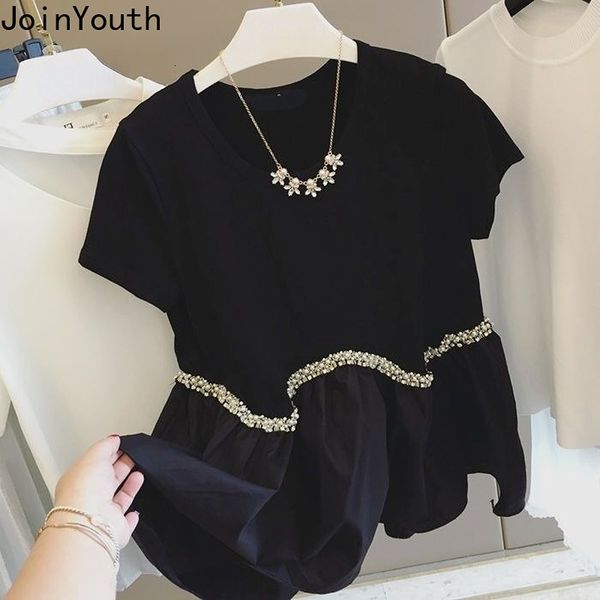 women's tshirt women clothing oversized tshirts fashion beading elegant ropa mujer oneck short sleeve ruffles blouses korean t shirt 2, White
women's tshirt women clothing oversized tshirts fashion beading elegant ropa mujer oneck short sleeve ruffles blouses korean t shirt 2, White