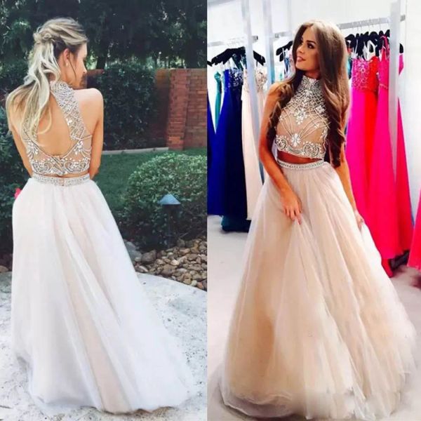 2023 two piece prom dresses high neck crystals beaded tulle custom made sleeveless floor lengrh evening gown formal occasion wear vestidos p, Black
2023 two piece prom dresses high neck crystals beaded tulle custom made sleeveless floor lengrh evening gown formal occasion wear vestidos p, Black