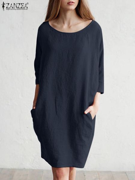 dress 2022 zanzea femme fashion elegant casual holiday oversized vestidos summer women solid dress 3/4 sleeve oneck baggy sundress, White
dress 2022 zanzea femme fashion elegant casual holiday oversized vestidos summer women solid dress 3/4 sleeve oneck baggy sundress, White