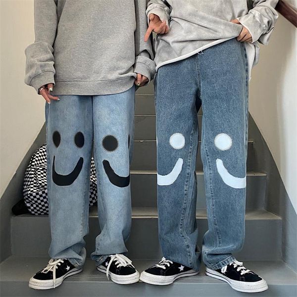 jeans hip hop smiley letter print washed jeans female pants harajuku couples loose straight retro casual oversized denim trousers, Blue
jeans hip hop smiley letter print washed jeans female pants harajuku couples loose straight retro casual oversized denim trousers, Blue