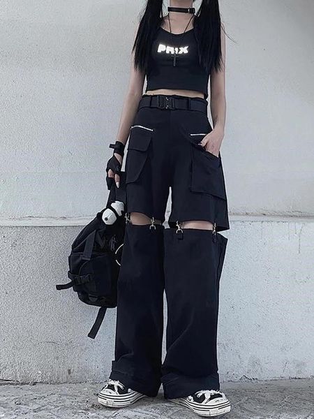 capris qweek techwear gothic black cargo pants women streetwear hollow out punk wide leg oversize pockets trousers for female hip hop, Black;white
capris qweek techwear gothic black cargo pants women streetwear hollow out punk wide leg oversize pockets trousers for female hip hop, Black;white