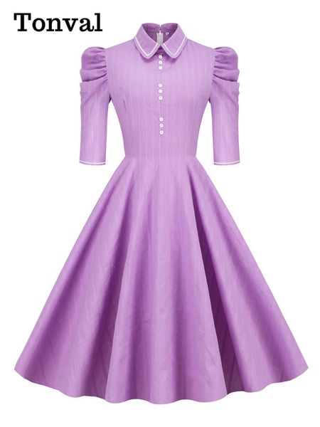 dresses tonval peterpan collar button front gigot sleeve purple cotton dresses women autumn vintage swing dress elegant 2022, Black;gray
dresses tonval peterpan collar button front gigot sleeve purple cotton dresses women autumn vintage swing dress elegant 2022, Black;gray