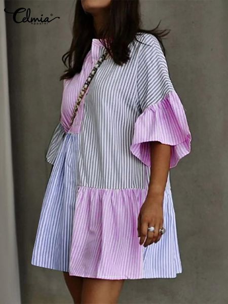 dresses celmia casual loose women short sundress 2022 summer buttons stripe patchwork flare half sleeve mini dress elegant shirt dress, Black;gray
dresses celmia casual loose women short sundress 2022 summer buttons stripe patchwork flare half sleeve mini dress elegant shirt dress, Black;gray