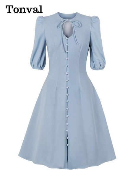 dresses tonval light blue vintage slim a line women dresses tie neck keyhole singlebreasted 3/4 length sleeve dress 2022 elegant, Black;gray
dresses tonval light blue vintage slim a line women dresses tie neck keyhole singlebreasted 3/4 length sleeve dress 2022 elegant, Black;gray