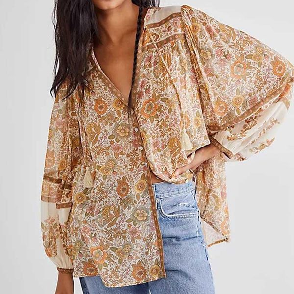 t-shirt super chic boho blouse for women floral print buttons vneck tassel women blouses autumn long sleeve blouse shirt holiday, White
t-shirt super chic boho blouse for women floral print buttons vneck tassel women blouses autumn long sleeve blouse shirt holiday, White
