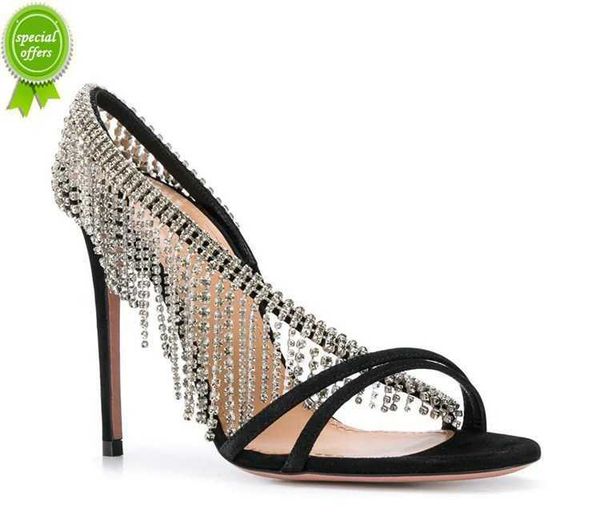 designer sandals brand womens luxury sandals aquazzura wild fringe crystal buckle strap high heel 9.5cm cow leather walk suede goatskin shoe, Black
designer sandals brand womens luxury sandals aquazzura wild fringe crystal buckle strap high heel 9.5cm cow leather walk suede goatskin shoe, Black