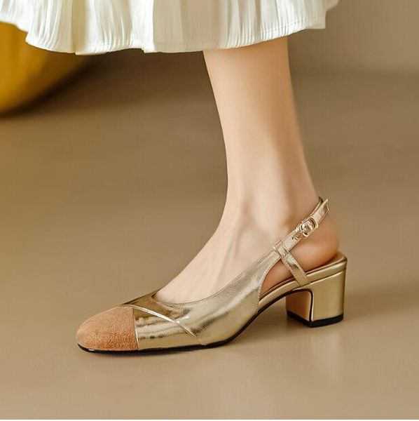 gold silver square toe slingbacks women fashion med heel genuine leather lady vintage office shoes muller pumps, Black
gold silver square toe slingbacks women fashion med heel genuine leather lady vintage office shoes muller pumps, Black