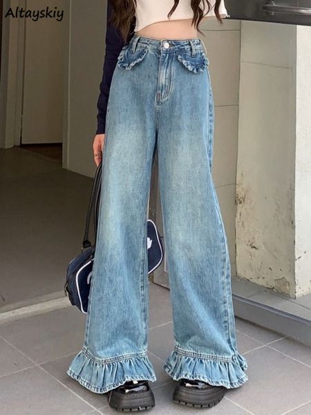 women's jeans s4xl baggy jean sweet ruffles vintage chic korean style ins casual simple allmatch spring students high waisted 230418, Blue
women's jeans s4xl baggy jean sweet ruffles vintage chic korean style ins casual simple allmatch spring students high waisted 230418, Blue