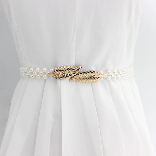 elastic rhinestone pearl waist chain belt bridal wedding engagement gown