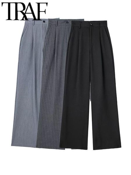 women's pants capris traf suits pants for women korean style casual high waist korean fashion office ladies elegant black straight suit, Black;white
women's pants capris traf suits pants for women korean style casual high waist korean fashion office ladies elegant black straight suit, Black;white