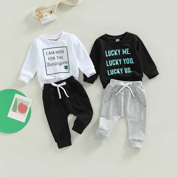 clothing 2022-10-31 lioraitiin 0-3years toddler boys autumn outfit sets st. patrick's day long sleeve letter print pullover solid pant, White
clothing 2022-10-31 lioraitiin 0-3years toddler boys autumn outfit sets st. patrick's day long sleeve letter print pullover solid pant, White