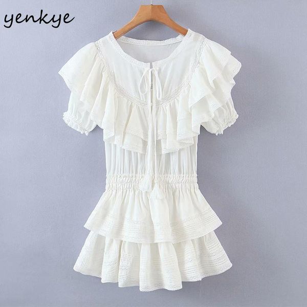 dresses yenkye summer women sweet lace white dress female short sleeve layered ruffle cake dress party mini vestido, Black;gray
dresses yenkye summer women sweet lace white dress female short sleeve layered ruffle cake dress party mini vestido, Black;gray