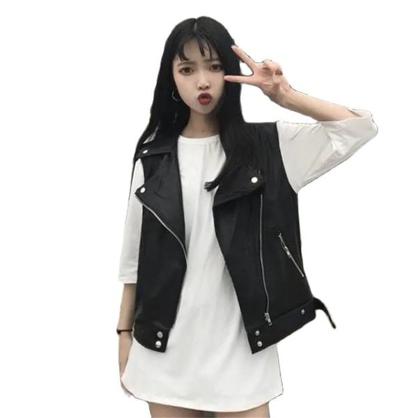 women's leather faux vangull pu vest waistcoat solid women motorcycle spring autumn sleeveless zipper s 230418, Black
women's leather faux vangull pu vest waistcoat solid women motorcycle spring autumn sleeveless zipper s 230418, Black