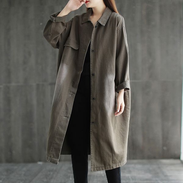 women's jackets long coat spring jacket korean fashion trench casual loose denim veste longue femme lq115 230417, Black;brown
women's jackets long coat spring jacket korean fashion trench casual loose denim veste longue femme lq115 230417, Black;brown