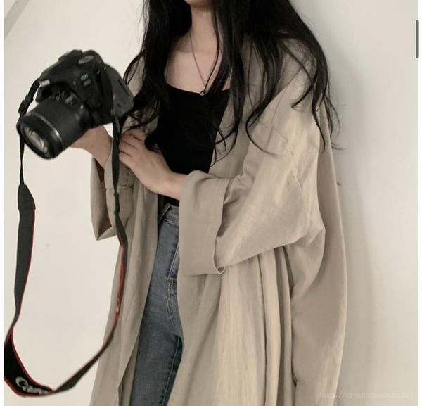 women's jackets korean khaki spring kimono cardigan vneck long sleeve casual vintage harajuku outwear coat thin split oversized beach 2, Black;brown
women's jackets korean khaki spring kimono cardigan vneck long sleeve casual vintage harajuku outwear coat thin split oversized beach 2, Black;brown