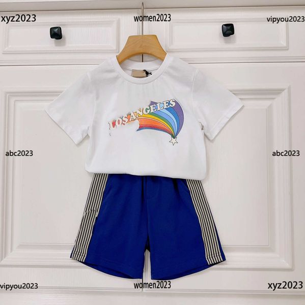 luxury baby outdoors tracksuits kids clothes child sets size 100-160 cm 2pcs rainbow patterned printed t-shirt and striped shorts, White
luxury baby outdoors tracksuits kids clothes child sets size 100-160 cm 2pcs rainbow patterned printed t-shirt and striped shorts, White