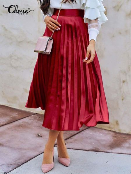 dresses celmia elegant fashion midi skirt pleated streetwear 2022 women female long skirts casual high waist satin aline swing skirt, White;black
dresses celmia elegant fashion midi skirt pleated streetwear 2022 women female long skirts casual high waist satin aline swing skirt, White;black