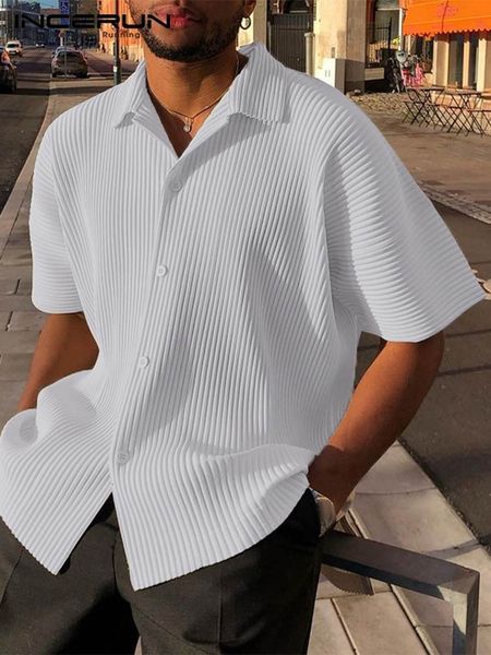 men's casual shirts american style casual simple men's solid blouse streetwear male loose comfortable pleated short sleeve shirts, White;black
men's casual shirts american style casual simple men's solid blouse streetwear male loose comfortable pleated short sleeve shirts, White;black