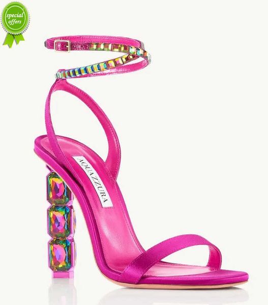 designer sandals luxury brands aquazzuras aura sandals shoes women crystal-embellished heel ankle straps lady sandalias party wedding bridal, Black 
designer sandals luxury brands aquazzuras aura sandals shoes women crystal-embellished heel ankle straps lady sandalias party wedding bridal, Black