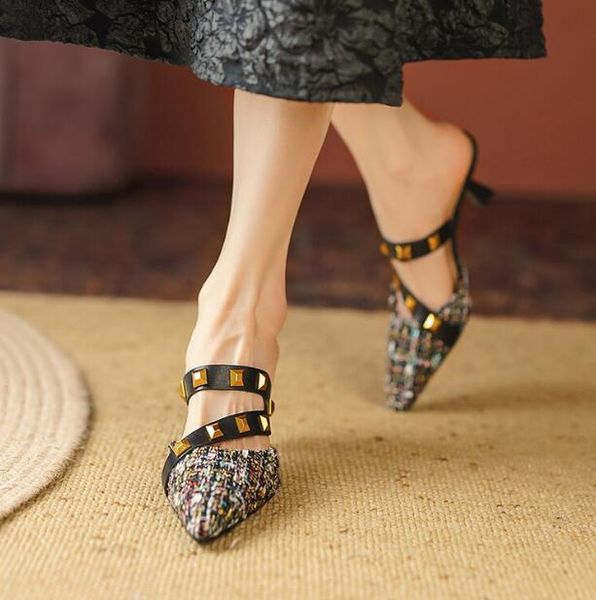 green black cover toe half slippers women fashion kitten heel lady mary jane shoes summer rivets sandals
green black cover toe half slippers women fashion kitten heel lady mary jane shoes summer rivets sandals