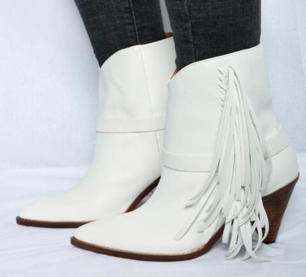 white real leather fringe ankle boots women pointed toe spike heels high heels boots for woman knight boots women8925660, Black
white real leather fringe ankle boots women pointed toe spike heels high heels boots for woman knight boots women8925660, Black