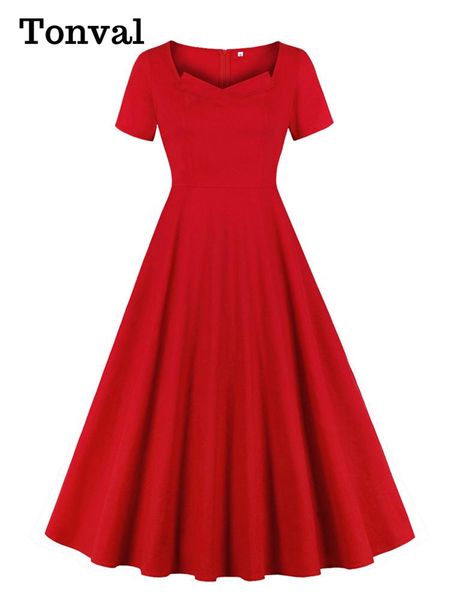 dresses tonval red high waist women elegant maxi dress short sleeve 50s vintage party clothes ladies a line cotton long retro dresses, Black;gray
dresses tonval red high waist women elegant maxi dress short sleeve 50s vintage party clothes ladies a line cotton long retro dresses, Black;gray