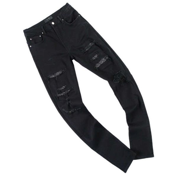 2023 new mens crystal thrasher jean jeans slim distressed denim designer leather pants with holes letters torn tattered knee ripped for man, Blue
2023 new mens crystal thrasher jean jeans slim distressed denim designer leather pants with holes letters torn tattered knee ripped for man, Blue