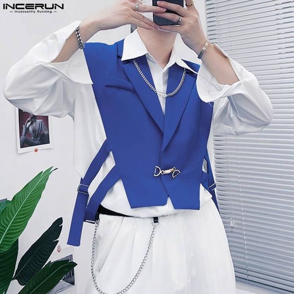 men's vests incerun men solid button sleeveless lapel hollow out crop waistcoats 2023 streetwear fashion male irregular s5xl 230418, Black;white
men's vests incerun men solid button sleeveless lapel hollow out crop waistcoats 2023 streetwear fashion male irregular s5xl 230418, Black;white