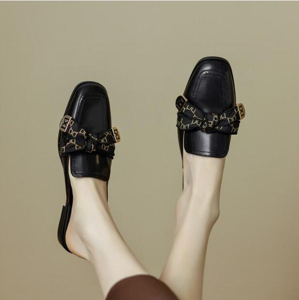 british style cover toe muller shoes women summer flip flops bow tie driving loafers female slides, Black
british style cover toe muller shoes women summer flip flops bow tie driving loafers female slides, Black