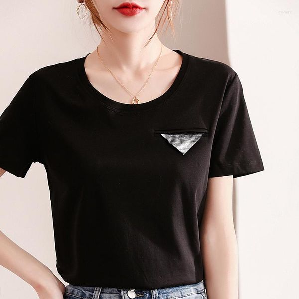 women's t-shirt designer t shirts mercerized cotton scalded drill short sleeve slim crew neck summer casual solid color everything, White
women's t-shirt designer t shirts mercerized cotton scalded drill short sleeve slim crew neck summer casual solid color everything, White